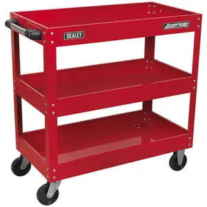 Heavy-Duty 3 Level Workshop Trolley with Large Castors - 50kg Capacity per Shelf