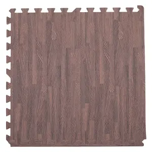 Interlocking EVA Floor Mats Dark Brown Oak Effect60cmx60cm Pack of 48