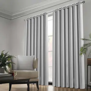 Kalynn 100% Blackout Eyelet Semi Sheer Synthetic Window Curtain Pair (Set of 2) Light Grey / 168 W x 228 D cm