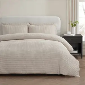 DUSK Portofino 200 Thread Count Waffle Duvet Cover - Cotton - Natural - Double