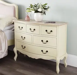 Juliette Champagne Shabby Chic 6 Drawer Chest of Drawers