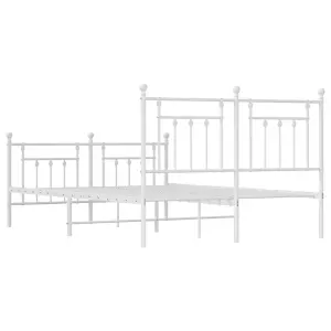 Berkfield Metal Bed Frame with Headboard and Footboard White 150x200 cm