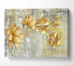 Yellow Flowers Beauty Canvas Print Wall Art - Medium 20 x 32 Inches