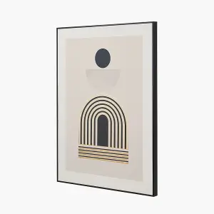 Art Deco Print with Linear Gold Detail and Black Frame