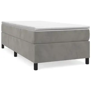 Berkfield Box Spring Bed Frame Light Grey 90x190 cm 3FT Single Velvet