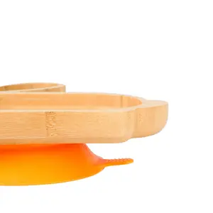 Tiny Dining - Children's Bamboo Suction Rabbit Plate - Orange