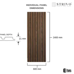 STRIVO Acoustic Slat Panel - Smoked Walnut 600mm x 2400mm