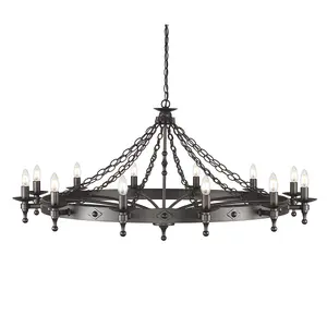 Elstead Warwick 12 Light Pendant Chandelier - Graphite Black