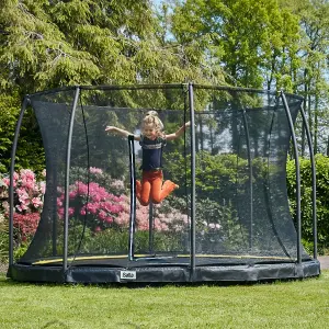 10ft Salta Black Comfort Edition InGround Round Trampoline with Enclosure