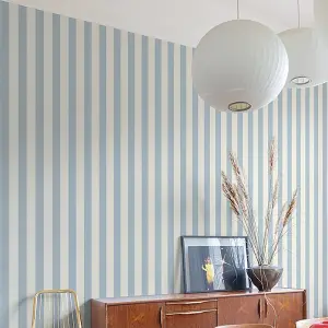 Grandeco Classic Wide Textured Stripe Wallpaper, Blue