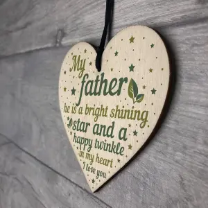 Red Ocean Dad Father Memorial Hanging Wooden Heart Remembrance Plaque Keepsake Gift For Dad