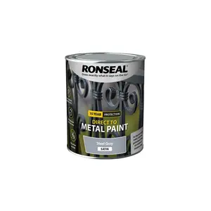 Ronseal Direct to Metal Paint Satin 750ml Steel Grey