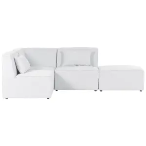 Right Hand 3 Seater Modular Jumbo Cord Corner Sofa with Ottoman Off White LEMVIG