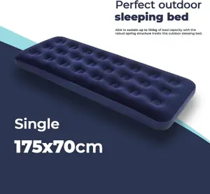 MantraRaj Soft Flocked Single Inflatable Air Bed Mattress Relaxing Blow Up Bed Camping Bed Equipment Comfort Sleeping Air Bed