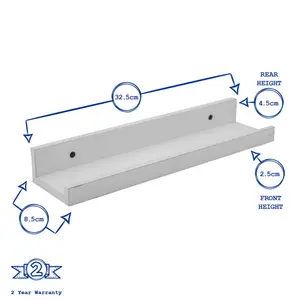 Floating Shelf White / 9.5cm H x 40cm W x 40cm D