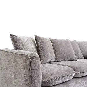 Lucas Water Repellent Velvet Chenille Right Facing Corner Sofa in Grey