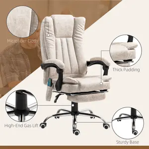 Vinsetto 6-Point Vibrating Heat Massage Chair w/ Microfibre Upholstery Cream