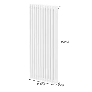 Traditional 3 Column Radiator - 1800 x 562 mm - White