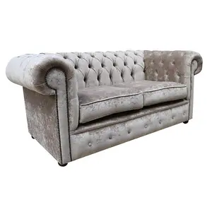 Chesterfield 2 Seater Sofa Settee Pastiche Mink Velvet In Classic Style