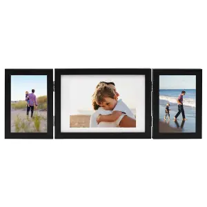 Berkfield Trifold Photo Frame Collage Black 22x15 cm+2x