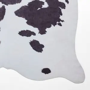 Cowhide Rug, Black White Abstract Rug, 2mm Thick Animal Print Luxurious Rug, Modern Rug for & Dining Room-155cm X 195cm