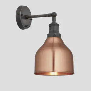 Industville Brooklyn Cone Wall Light, 7 Inch, Copper- Pewter Holder