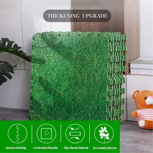 EVA Foam Mats Interlocking floor tile 60 x 60cm (48 SQ.FT), Pack of 12 Mats Green Grass Effect