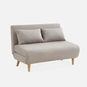 sweeek. 2-seater scandi-style folding sofa bed Guesta Beige