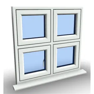 1095mm (W) x 1095mm (H) PVCu Flush Casement Window - 2 Bottom Opening Windows - White Internal & External