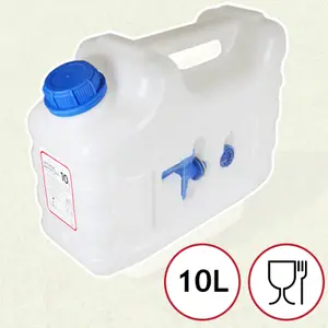 SPARES2GO Large Water Container Can Portable Storage Tank with Tap for Camping Caravan Travel Catering Cleaning (10L)