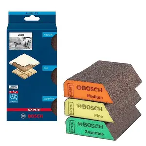 Bosch 2608901174 Combi S470 Mixed Grit Foam Sanding Blocks Medium Super Fine 3PC