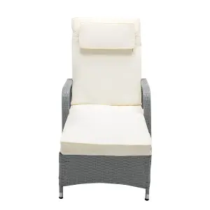 MCC Direct Rattan Sun lounger and Table Venice Grey