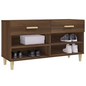 Berkfield Shoe Cabinet Brown Oak 102x35x55 cm Engineered Wood