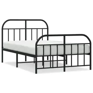 Berkfield Metal Bed Frame with Headboard and Footboard Black 120x190 cm