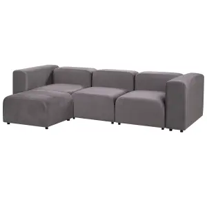 3 Seater Modular Velvet Sofa with Ottoman Dark Grey FALSTERBO