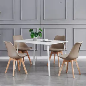 Single Dining Chair with Solid Wooden Legs and Seat Cushion Pad - Eva by MCC