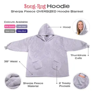 Snug Rug Hoodie Lilac Grey Wearable Blanket Oversized Hooded Blankets for Adults