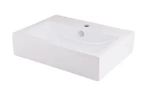 GoodHome Albena Gloss White Rectangular Counter top Basin (W)54cm