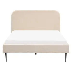 Boucle EU Double Size Bed Beige FLAYAT