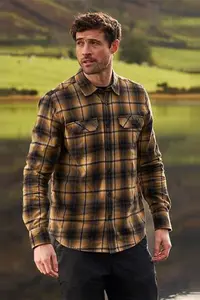 Mountain Warehouse Trace Mens Flannel Long Sleeve Shirt - Yellow | Size XS