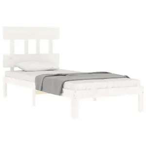 Berkfield Bed Frame with Headboard White 100x200 cm Solid Wood