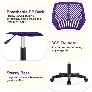 Yaheetech Adjustable Armless Office Desk Chair - Purple