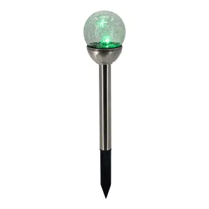 Silver & clear Crackle effect Solar-powered Integrated LED Outdoor Stake light