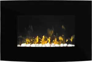 Dimplex Artesia ART20 Curved Wall Fire, Black Wall Mounted Contemporary Electric Fireplace, Adjustable 2kW Heater with Glass Front