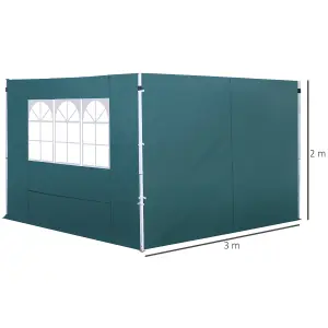 Outsunny Gazebo Replacement Exchangeable Wall Panels w/ Window, Dark Green