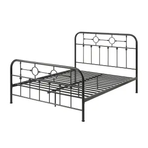 Ware Victorian Industrial Design Black Metal Bed Frame - Double / King