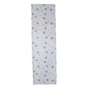 Homescapes Cotton Christmas Gold Snowflake Table Runner