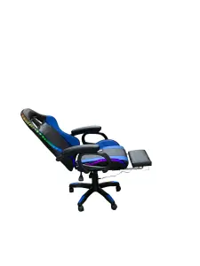 Gaming Chair Black and Blue with LED Lights