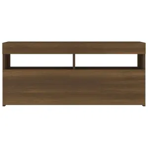 Berkfield TV Cabinet with LED Lights Brown Oak 90x35x40 cm