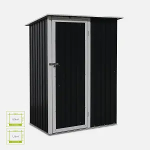 (4.6 X 3.1FT) 1.36m² Metal garden shed - LYS grey and white - Tool shed with single latch door ground fixing kit supplied